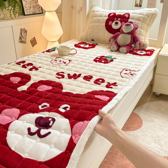 91家纺网 家纺一手货源 找家纺 优品惠 2025新款冬季牛奶绒床垫床褥垫子床护垫加绒床盖学生宿舍上下铺 可爱熊