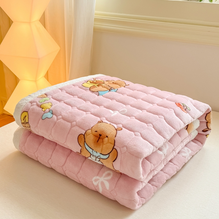 91家纺网 家纺一手货源 找家纺 优品惠 2025新款冬季牛奶绒床垫床褥垫子床护垫加绒床盖学生宿舍上下铺 卡皮巴拉粉