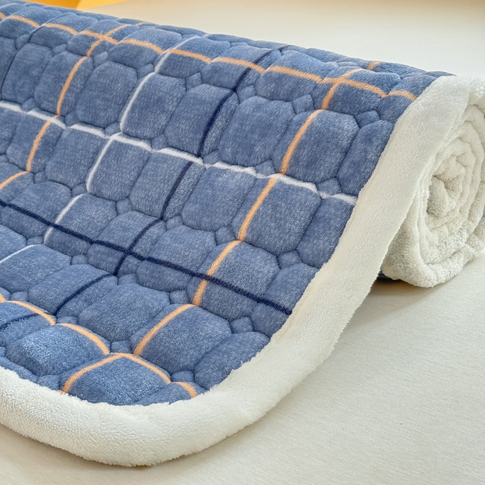 91家纺网 家纺一手货源 找家纺 优品惠 2025新款冬季牛奶绒床垫床褥垫子床护垫加绒床盖学生宿舍上下铺 朗格蓝