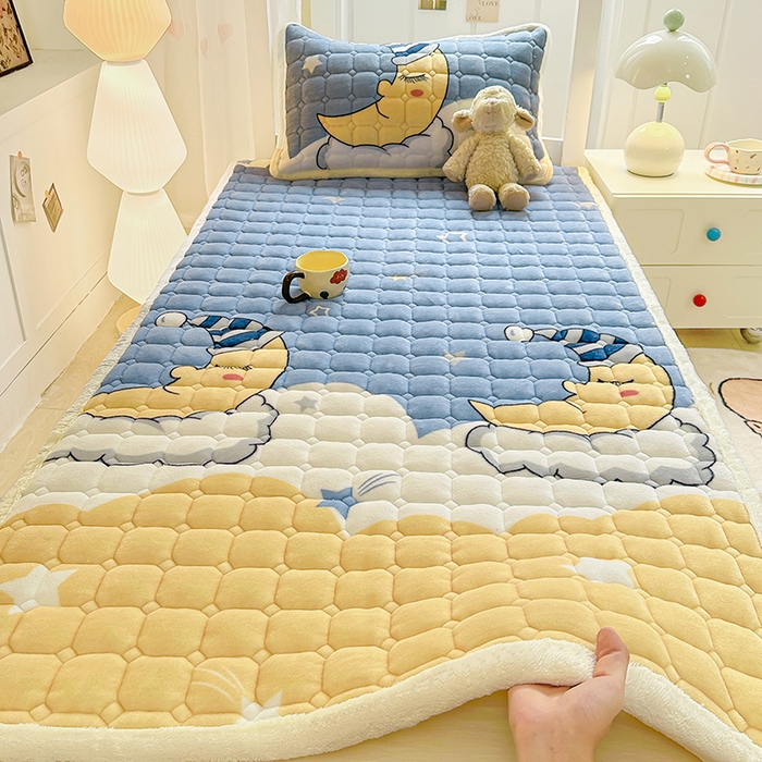 91家纺网 家纺一手货源 找家纺 优品惠 2025新款冬季牛奶绒床垫床褥垫子床护垫加绒床盖学生宿舍上下铺 月亮萌宝