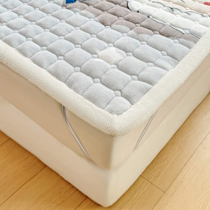 91家纺网 家纺一手货源 找家纺 优品惠 2025新款冬季牛奶绒床垫床褥垫子床护垫加绒床盖学生宿舍上下铺 月亮蓝