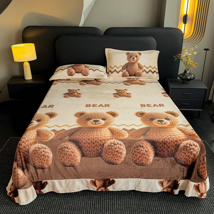 91家纺网 家纺一手货源 找家纺 宝薇 2025新款8斤宝宝绒数码5D牛奶绒四件套 幸运熊