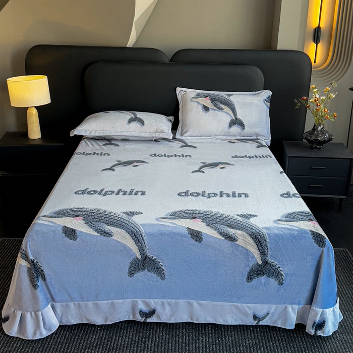 91家纺网 家纺一手货源 找家纺 宝薇 2025新款8斤宝宝绒数码5D牛奶绒四件套 海豚湾