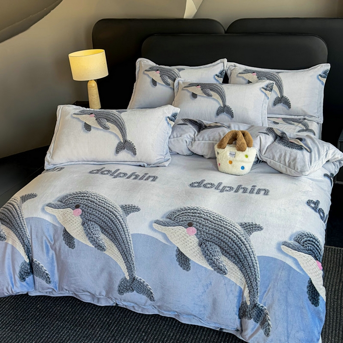 91家纺网 家纺一手货源 找家纺 宝薇 2025新款8斤宝宝绒数码5D牛奶绒四件套 海豚湾