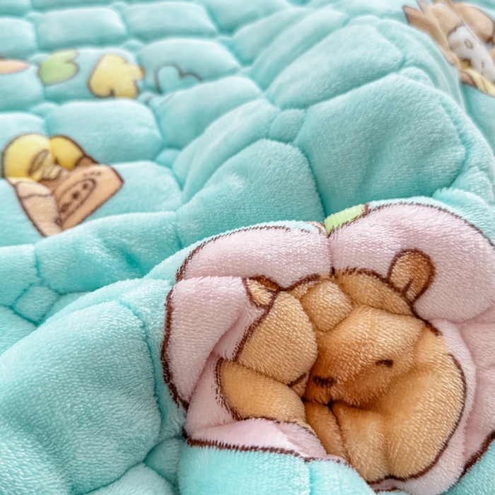 91家纺网 家纺一手货源 找家纺 优品惠 2025新款牛奶绒夹棉床护垫夹棉床褥床盖床单加厚保暖 卡皮巴拉蓝