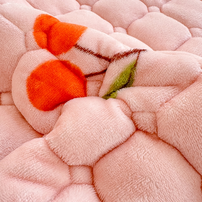 91家纺网 家纺一手货源 找家纺 优品惠 2025新款牛奶绒夹棉床护垫夹棉床褥床盖床单加厚保暖 字母樱桃