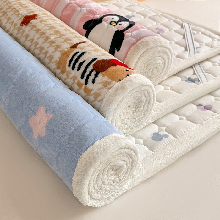 91家纺网 家纺一手货源 找家纺 优品惠 2025新款牛奶绒夹棉床护垫夹棉床褥床盖床单加厚保暖 组合图