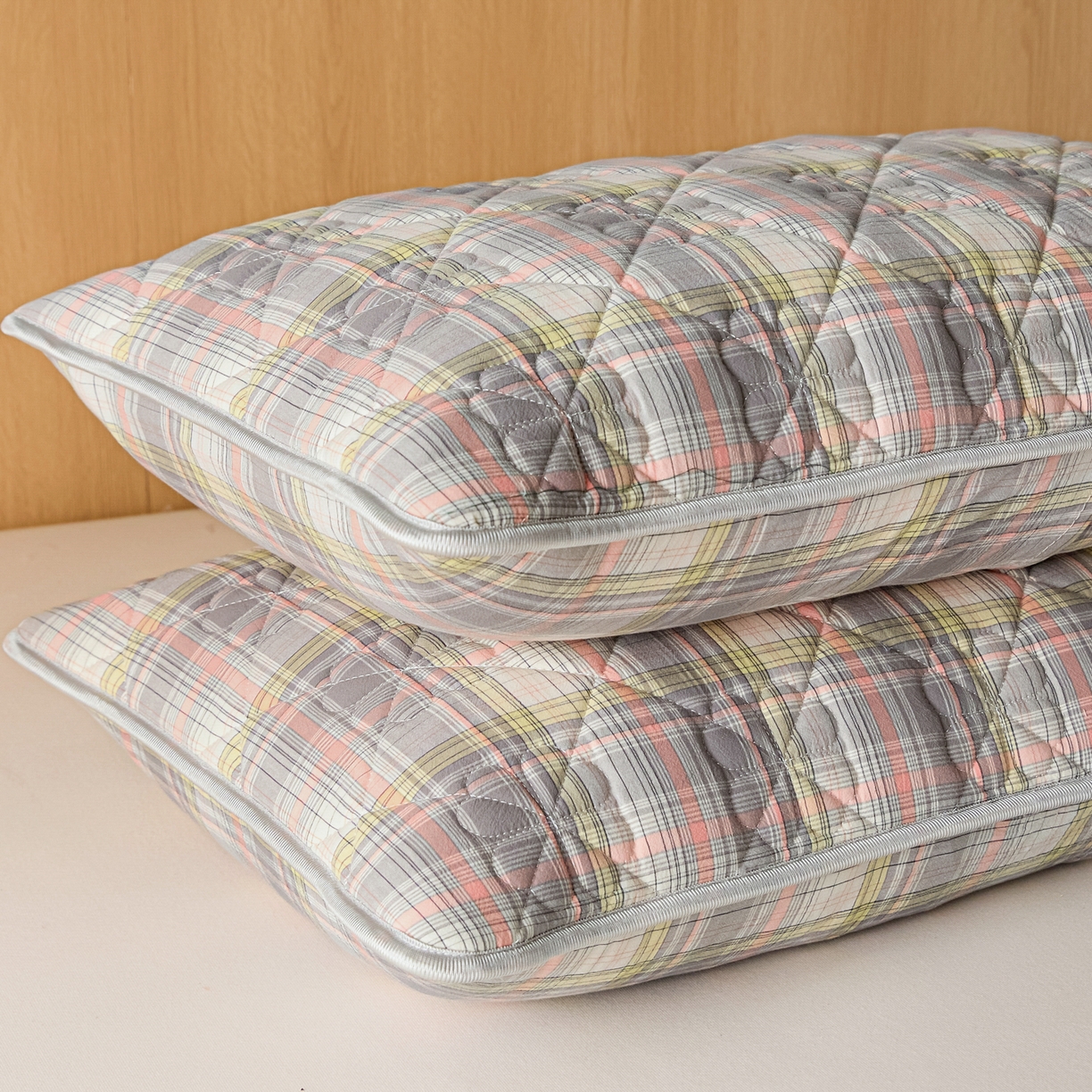 91家纺网 家纺一手货源 找家纺 （总）芬晴家纺 2025新款A类全棉格子枕套枕巾系列