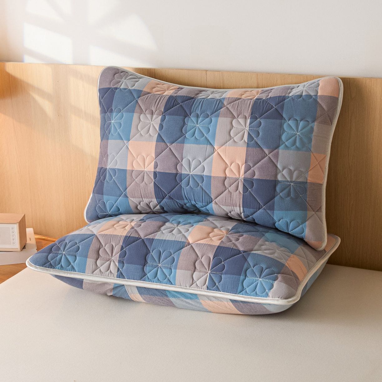 91家纺网 家纺一手货源 找家纺 （总）芬晴家纺 2025新款A类全棉格子枕套枕巾系列