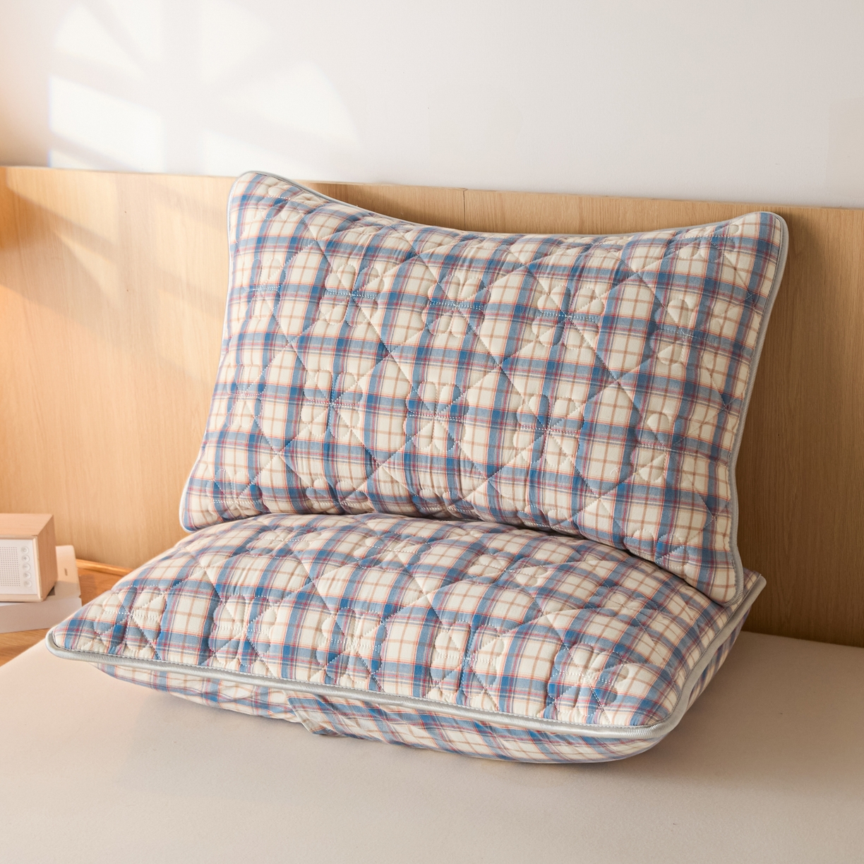 91家纺网 家纺一手货源 找家纺 （总）芬晴家纺 2025新款A类全棉格子枕套枕巾系列