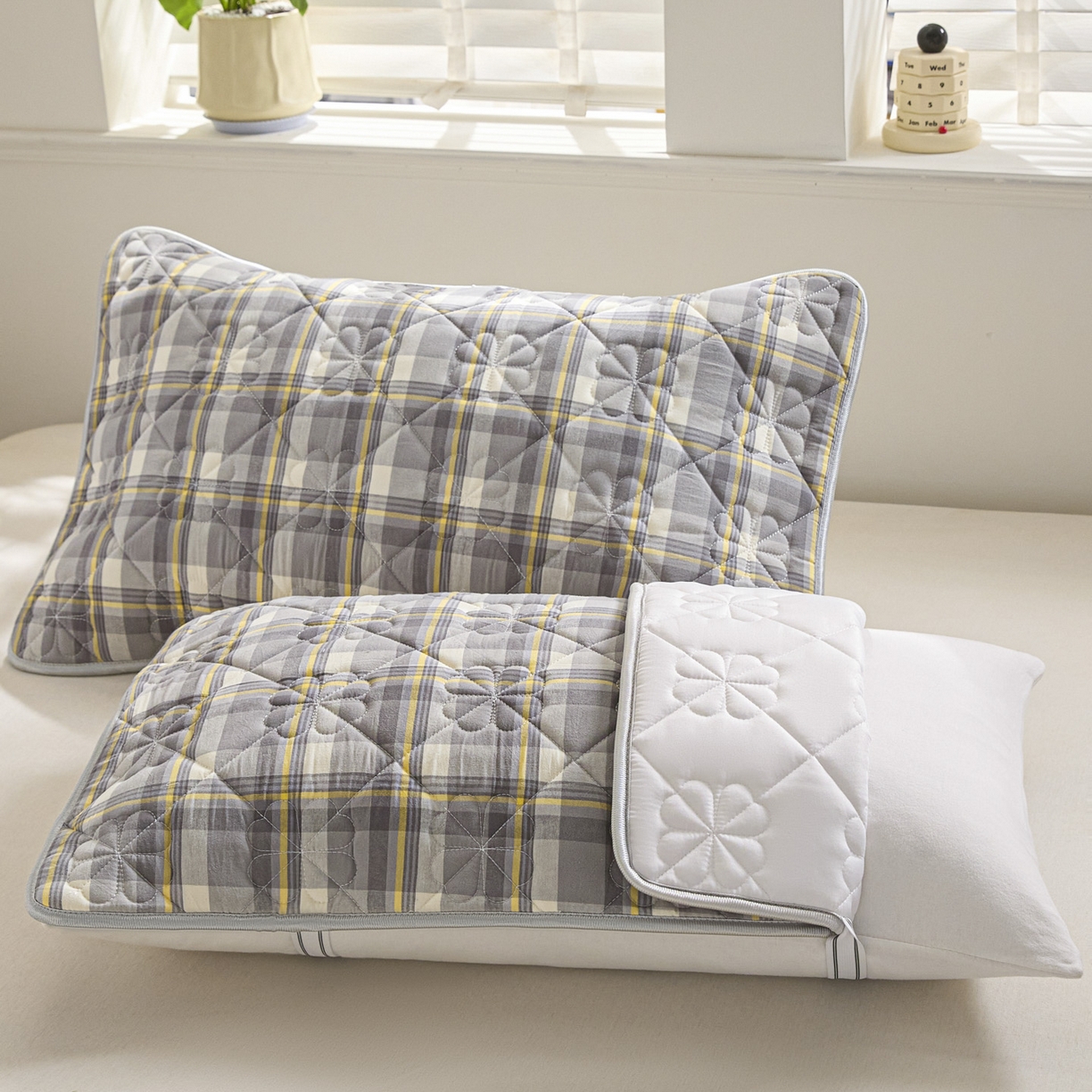 91家纺网 家纺一手货源 找家纺 （总）芬晴家纺 2025新款A类全棉格子枕套枕巾系列