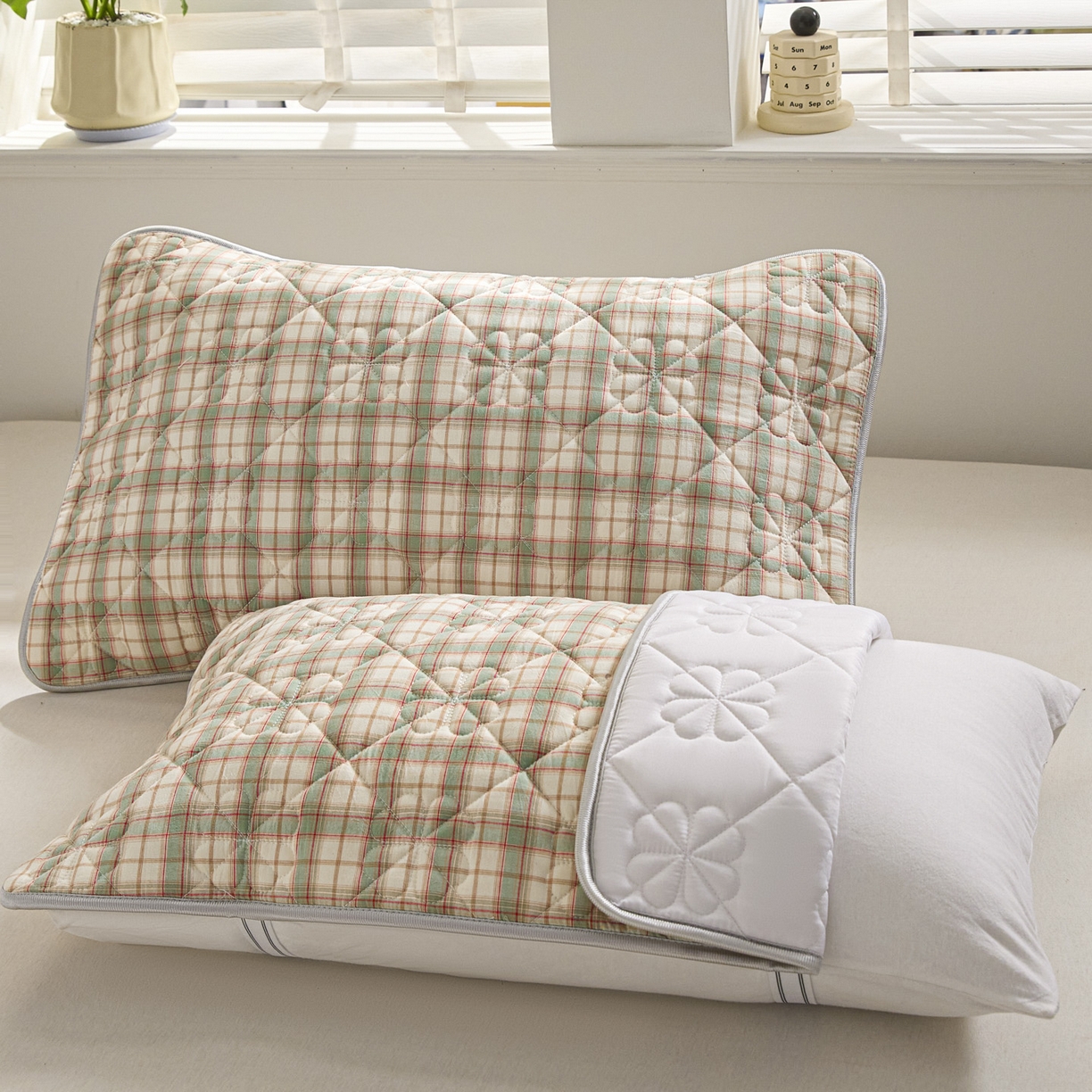 91家纺网 家纺一手货源 找家纺 （总）芬晴家纺 2025新款A类全棉格子枕套枕巾系列