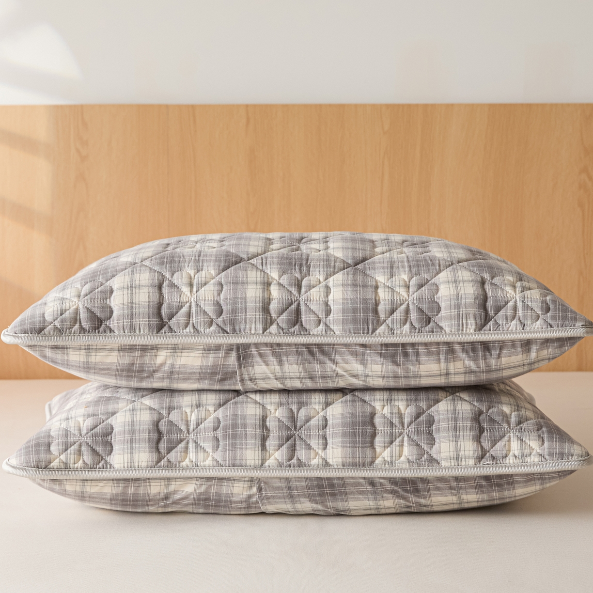 91家纺网 家纺一手货源 找家纺 芬晴家纺 2025新款A类全棉格子枕套枕巾系列 枕套-世纪 48*74cm枕套一只