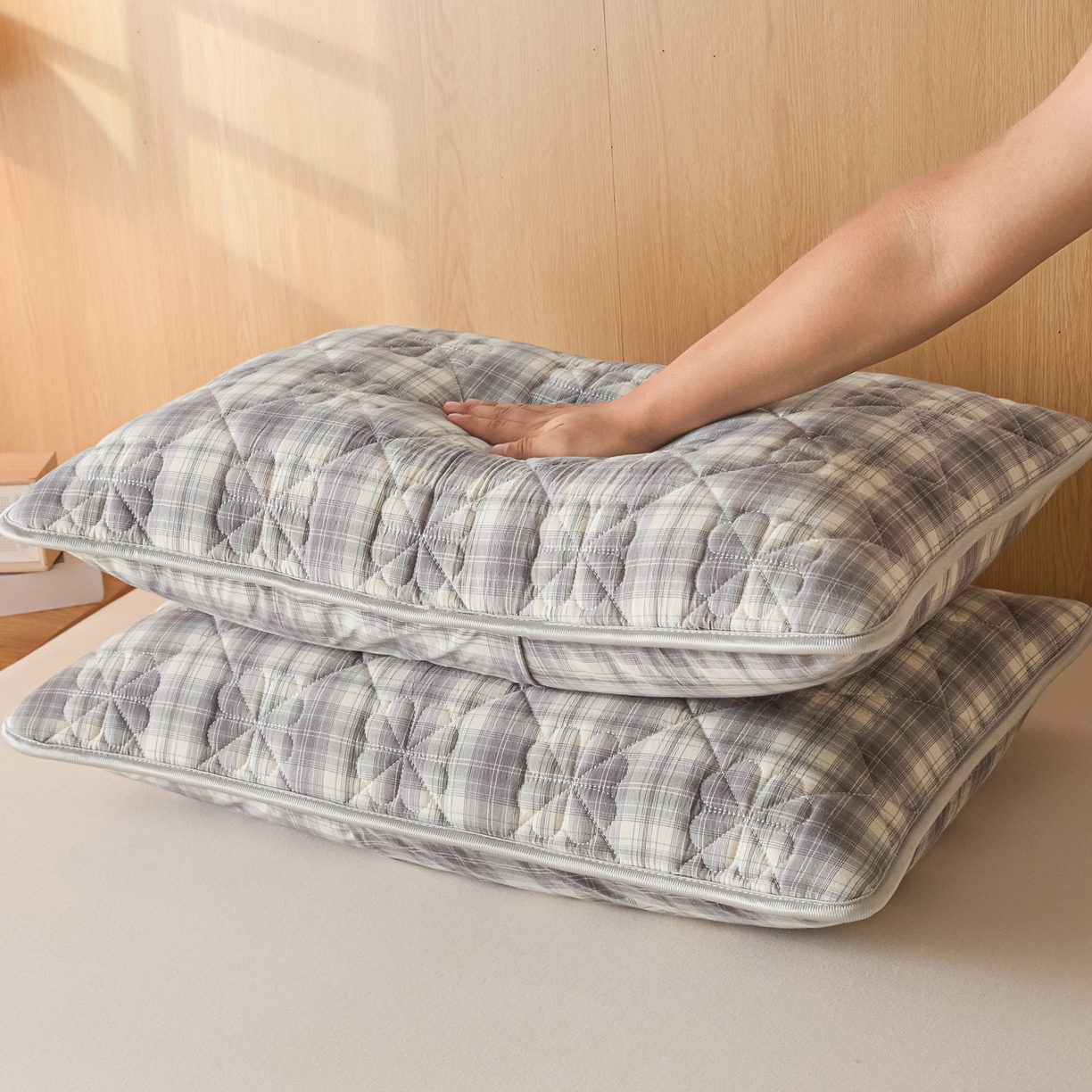 91家纺网 家纺一手货源 找家纺 芬晴家纺 2025新款A类全棉格子枕套枕巾系列 枕套-世纪 48*74cm枕套一只