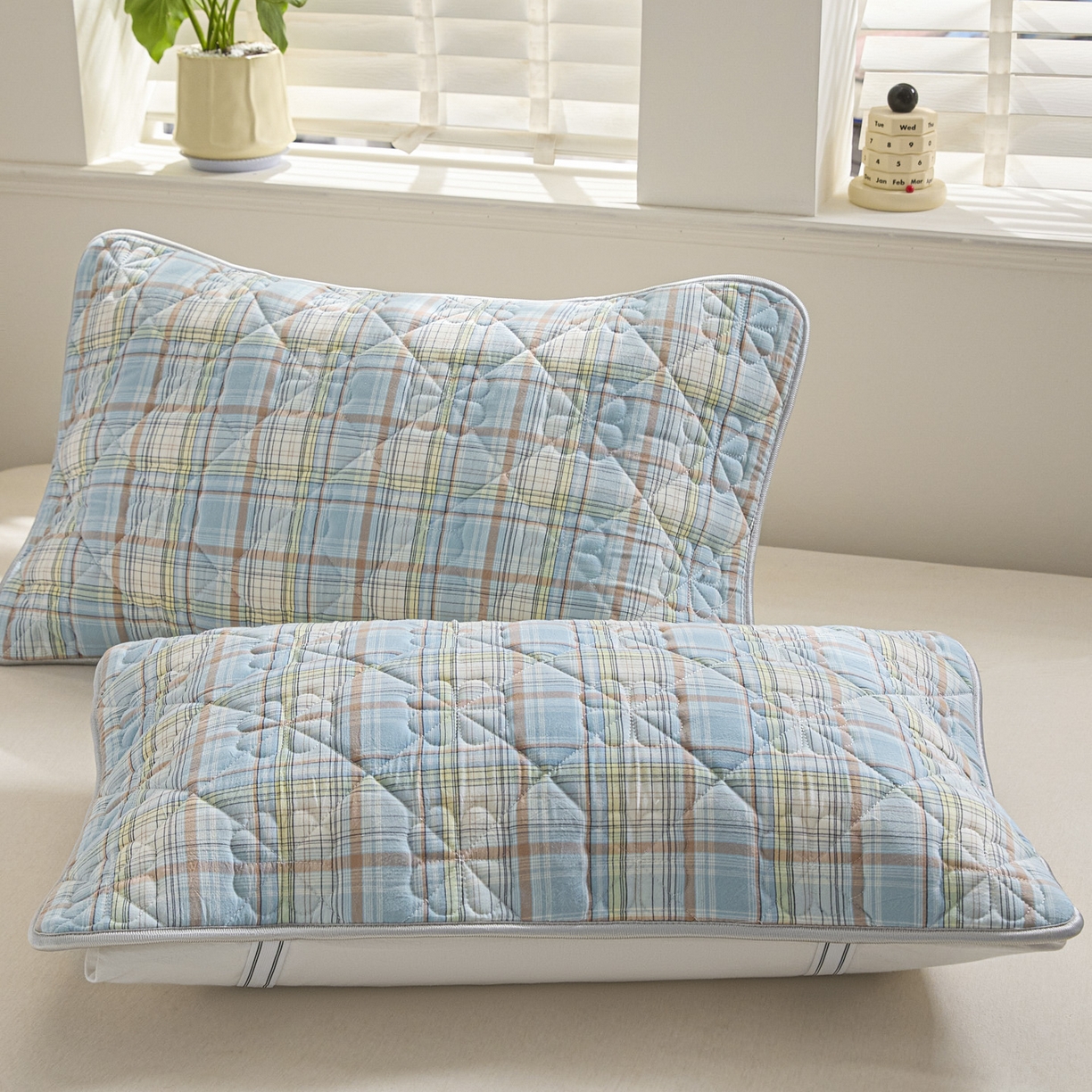 91家纺网 家纺一手货源 找家纺 芬晴家纺 2025新款A类全棉格子枕套枕巾系列 枕巾-霍格兰 50*80cm枕巾一只