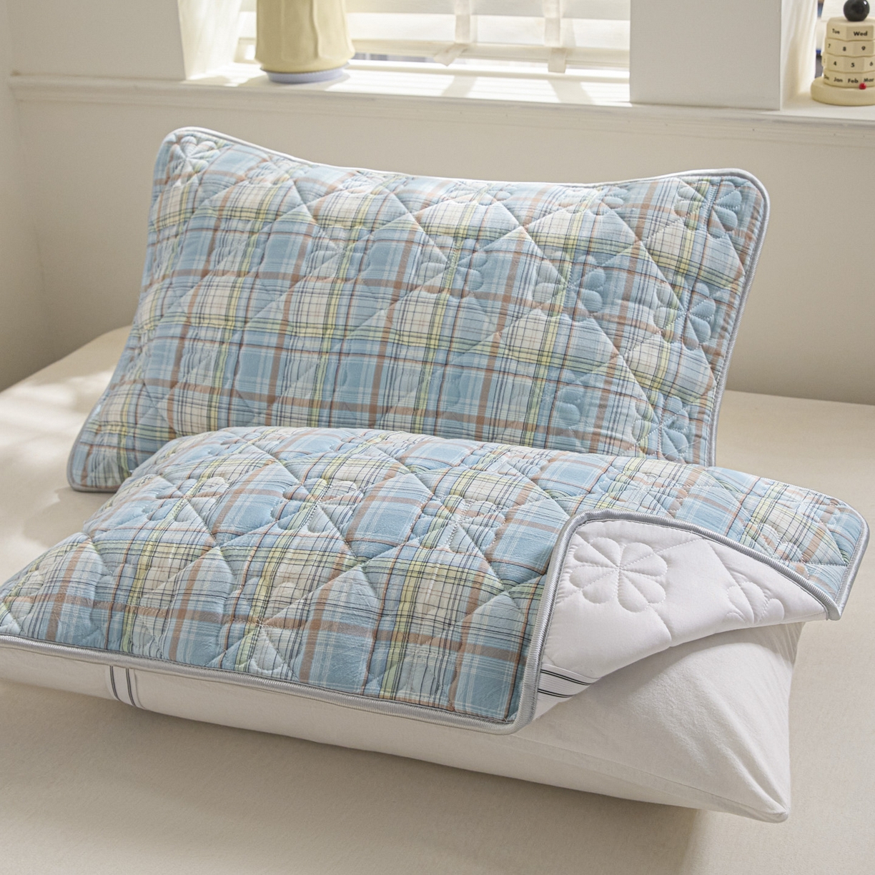 91家纺网 家纺一手货源 找家纺 芬晴家纺 2025新款A类全棉格子枕套枕巾系列 枕巾-霍格兰 50*80cm枕巾一只