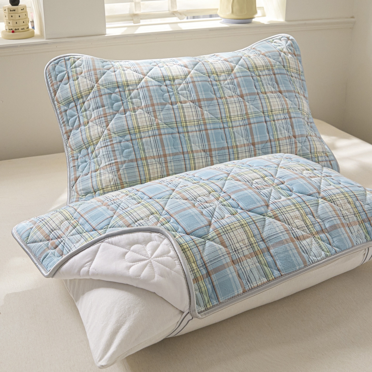 91家纺网 家纺一手货源 找家纺 芬晴家纺 2025新款A类全棉格子枕套枕巾系列 枕巾-霍格兰 50*80cm枕巾一只