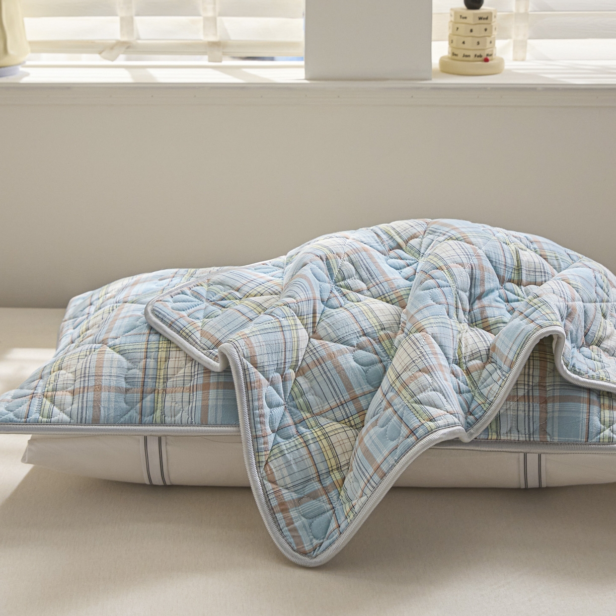 91家纺网 家纺一手货源 找家纺 芬晴家纺 2025新款A类全棉格子枕套枕巾系列 枕巾-霍格兰 50*80cm枕巾一只