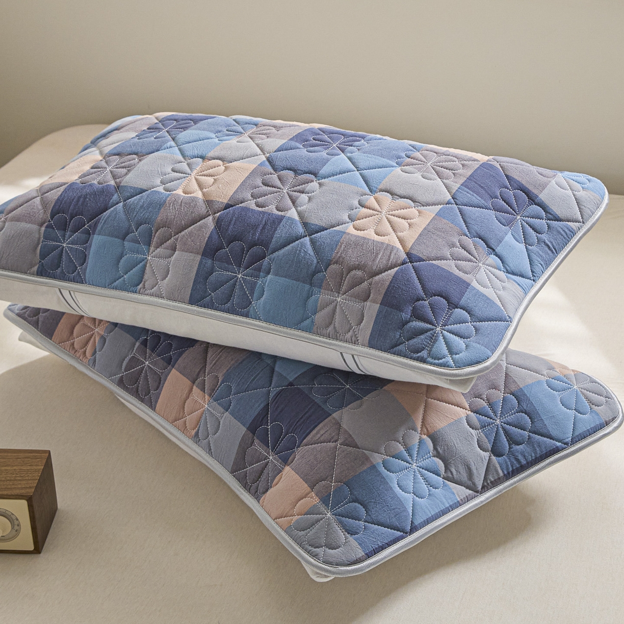 91家纺网 家纺一手货源 找家纺 芬晴家纺 2025新款A类全棉格子枕套枕巾系列 枕巾-简易格 50*80cm枕巾一对