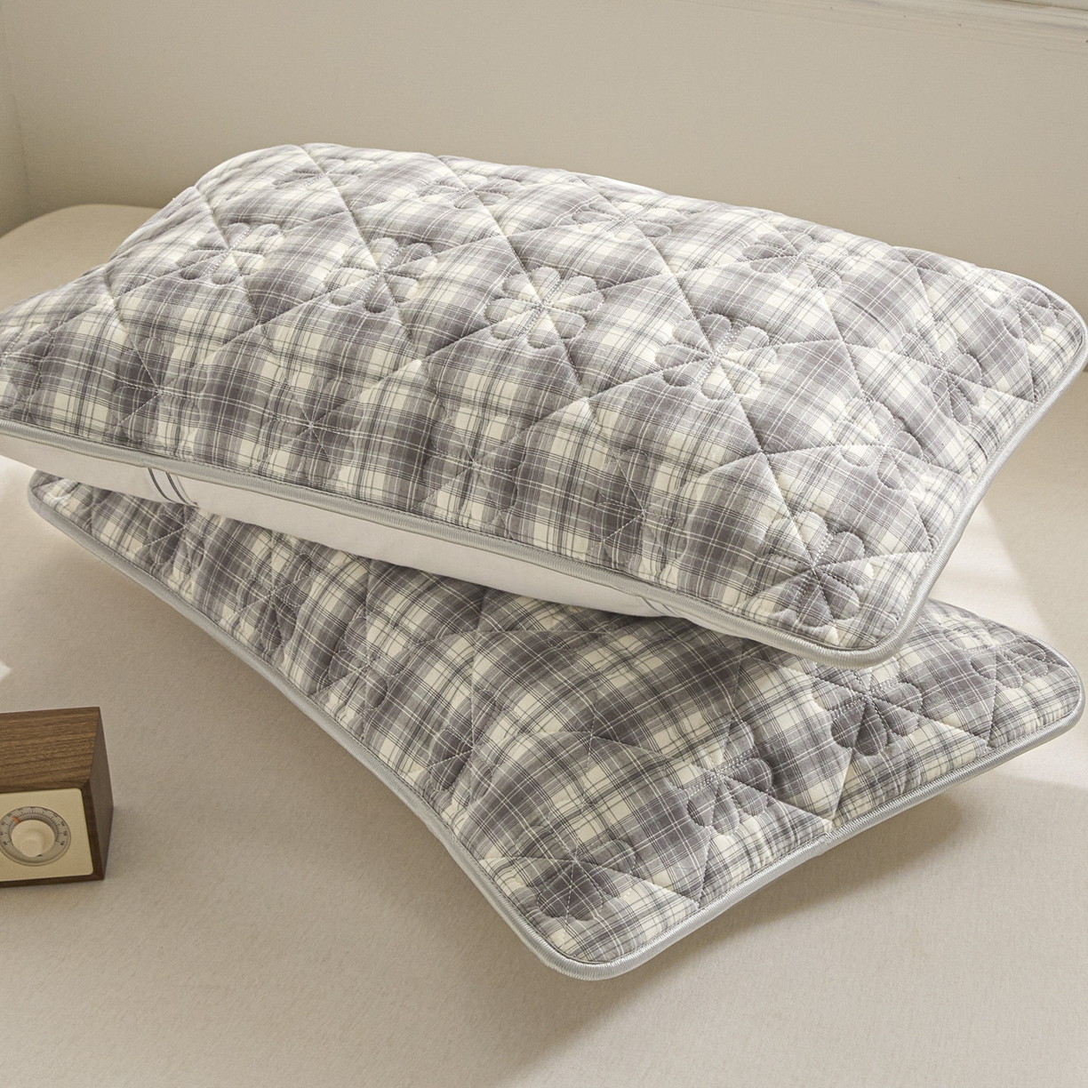 91家纺网 家纺一手货源 找家纺 芬晴家纺 2025新款A类全棉格子枕套枕巾系列 枕巾-世纪 50*80cm枕巾一只