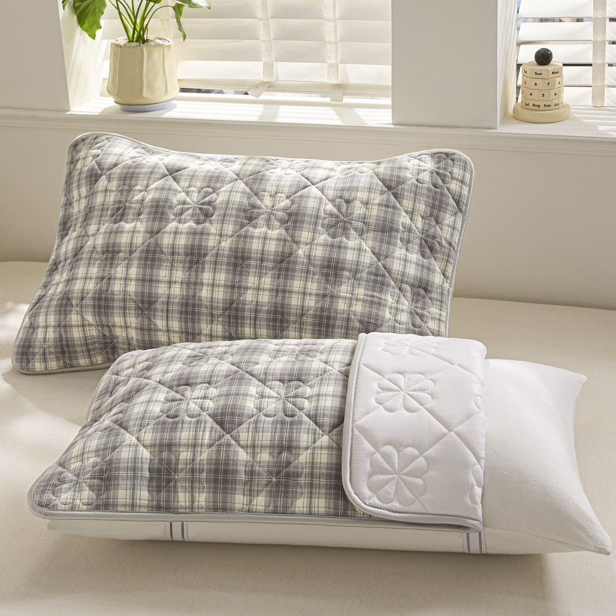 芬晴家纺 2025新款A类全棉格子枕套枕巾系列 枕巾-世纪 50*80cm枕巾一对