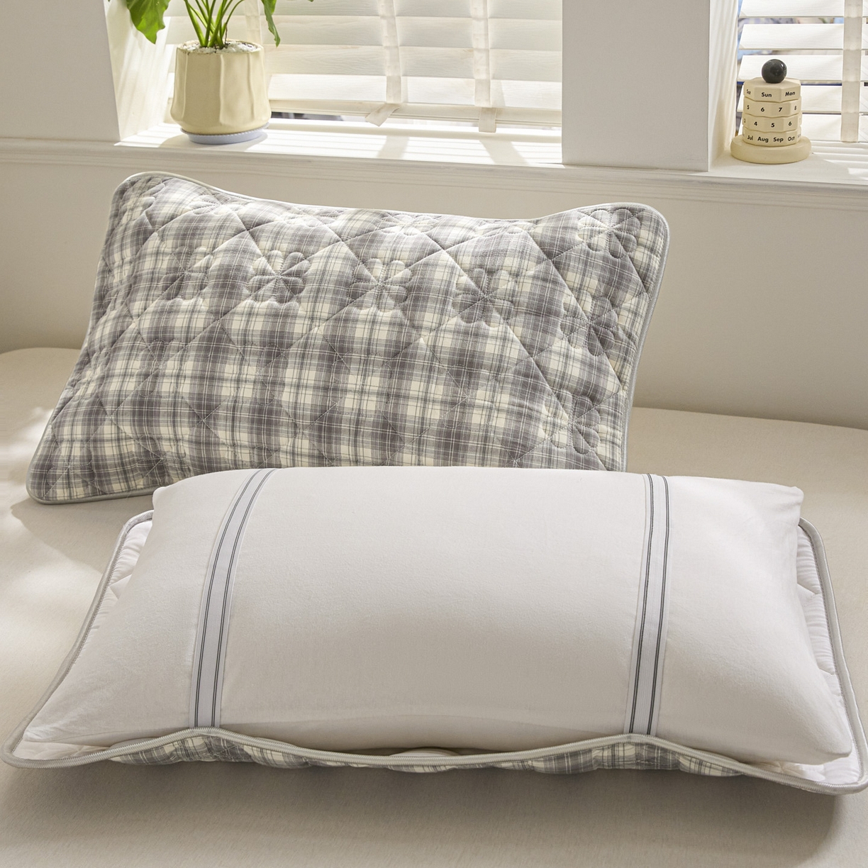 91家纺网 家纺一手货源 找家纺 芬晴家纺 2025新款A类全棉格子枕套枕巾系列 枕巾-世纪 50*80cm枕巾一对