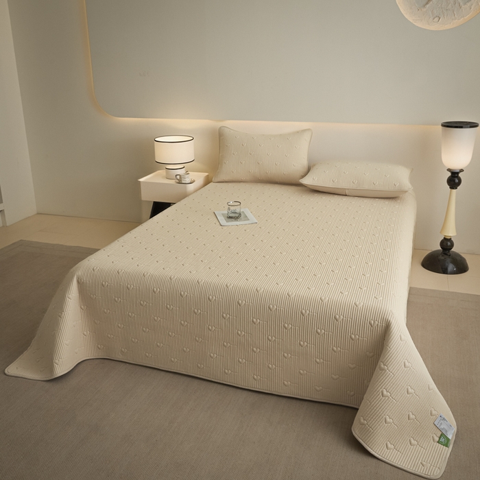 91家纺网 家纺一手货源 找家纺 芬晴家纺 2025新款A类全棉水洗棉床盖-心欢系列-遇见系列 心欢-浅卡