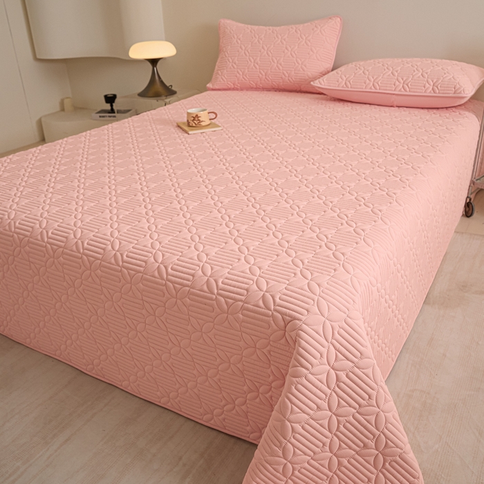 芬晴家纺 2025新款A类全棉水洗棉床盖-心欢系列-遇见系列 依恋-嫩粉