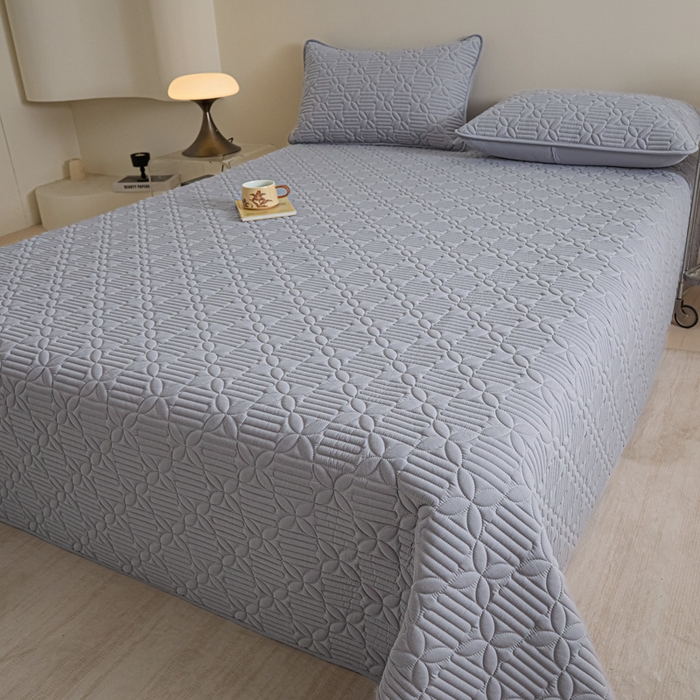 芬晴家纺 2025新款A类全棉水洗棉床盖-心欢系列-遇见系列 依恋-浅灰