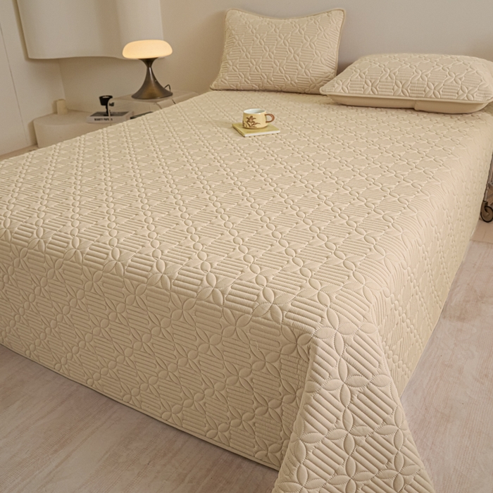 芬晴家纺 2025新款A类全棉水洗棉床盖-心欢系列-遇见系列 依恋-浅卡