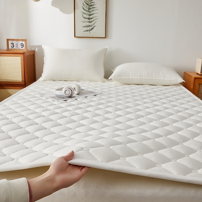 卓越家纺 2025新款A类全棉夹棉床护垫 奶白