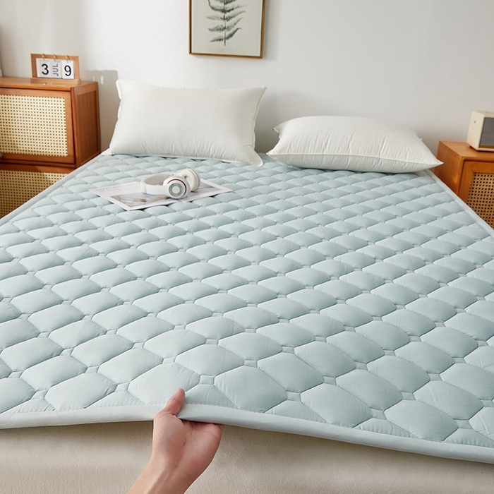 卓越家纺 2025新款A类全棉夹棉床护垫 水绿