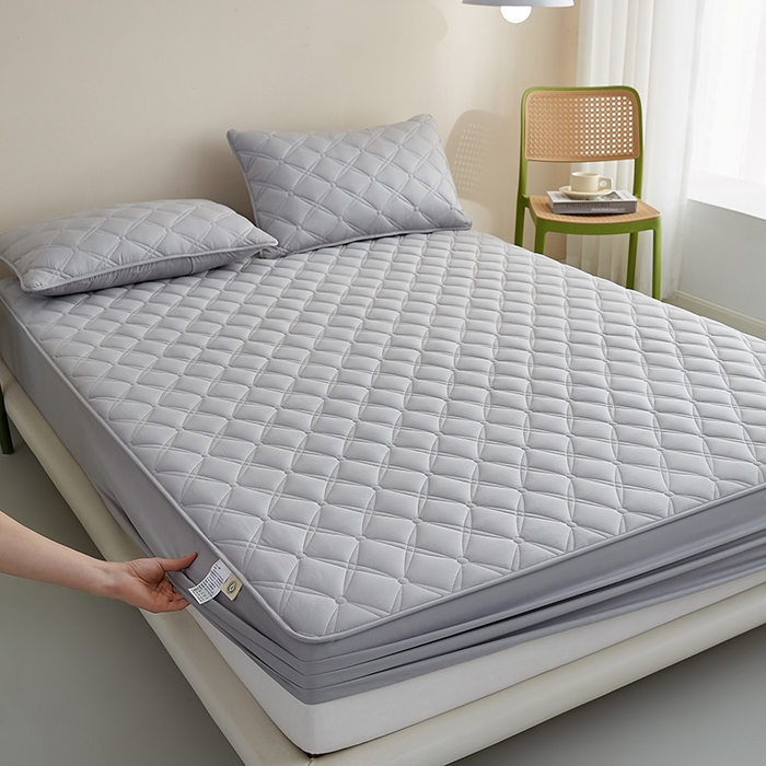 91家纺网 家纺一手货源 找家纺 卓越家纺 2025新款全棉轻奢款床笠 全棉轻奢-浅灰