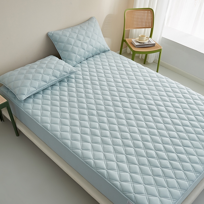 91家纺网 家纺一手货源 找家纺 卓越家纺 2025新款全棉轻奢款床笠 全棉轻奢-水绿