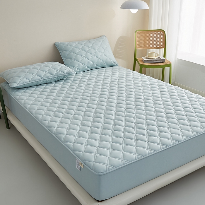 91家纺网 家纺一手货源 找家纺 卓越家纺 2025新款全棉轻奢款床笠 全棉轻奢-水绿