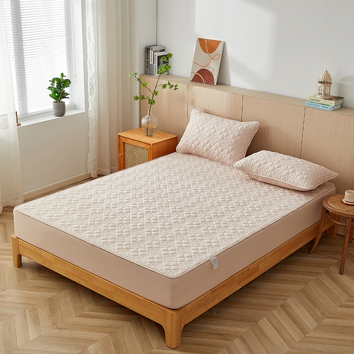 91家纺网 家纺一手货源 找家纺 （总）卓越家纺 2025新款山茶花款防水夹棉床笠