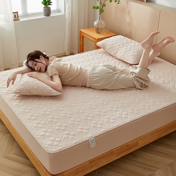 91家纺网 家纺一手货源 找家纺 （总）卓越家纺 2025新款山茶花款防水夹棉床笠