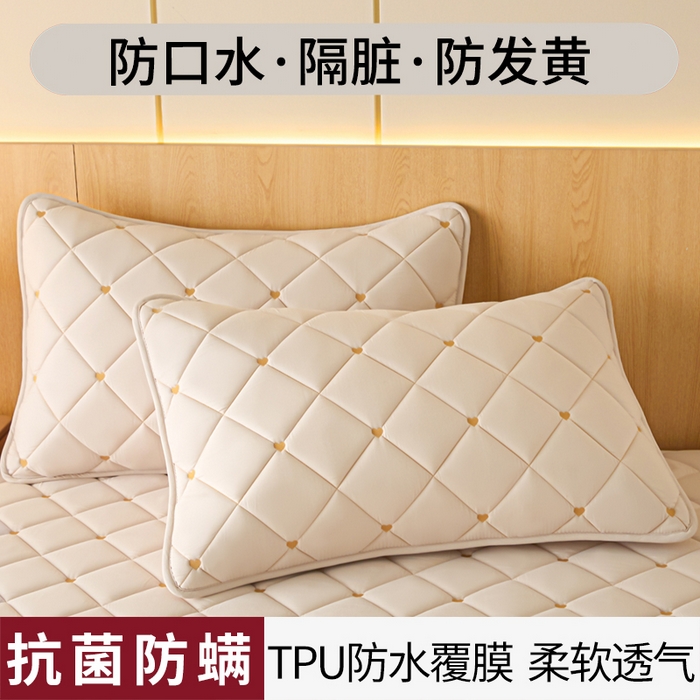 芬晴家纺 2025新款防水枕套-繁星-爱心-简爱-空间 简爱-卡其