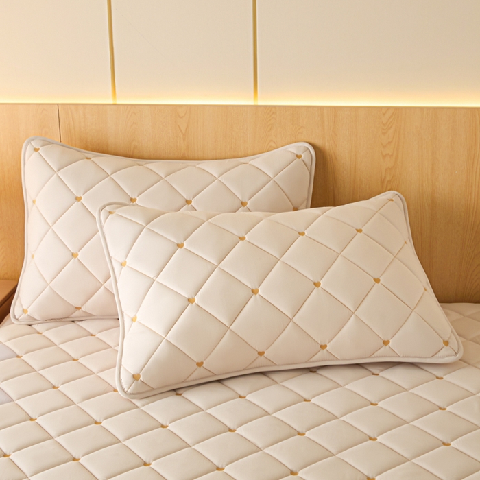 91家纺网 家纺一手货源 找家纺 芬晴家纺 2025新款防水枕套-繁星-爱心-简爱-空间 简爱-卡其