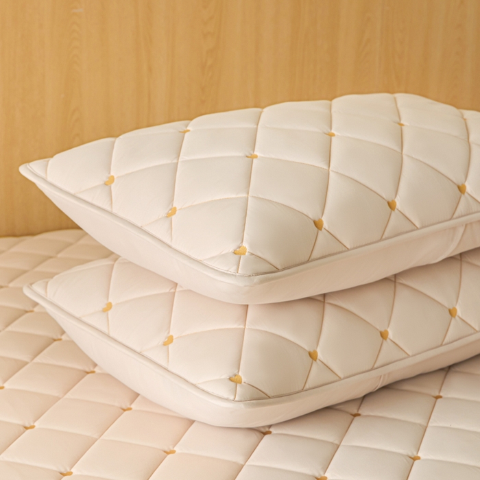 91家纺网 家纺一手货源 找家纺 芬晴家纺 2025新款防水枕套-繁星-爱心-简爱-空间 简爱-卡其