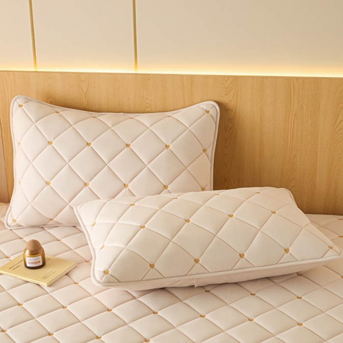 91家纺网 家纺一手货源 找家纺 芬晴家纺 2025新款防水枕套-繁星-爱心-简爱-空间 简爱-卡其