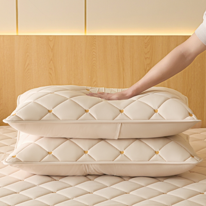 91家纺网 家纺一手货源 找家纺 芬晴家纺 2025新款防水枕套-繁星-爱心-简爱-空间 简爱-卡其