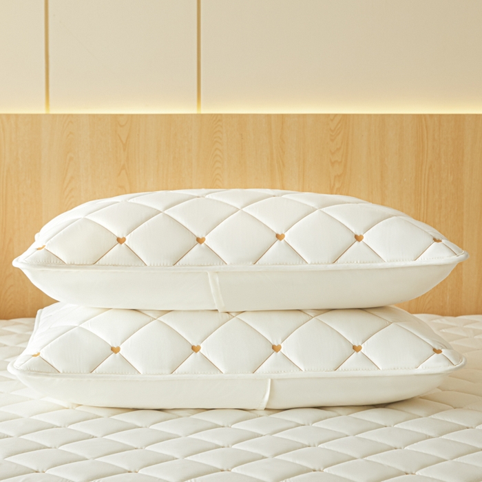 91家纺网 家纺一手货源 找家纺 芬晴家纺 2025新款防水枕套-繁星-爱心-简爱-空间 简爱-米白