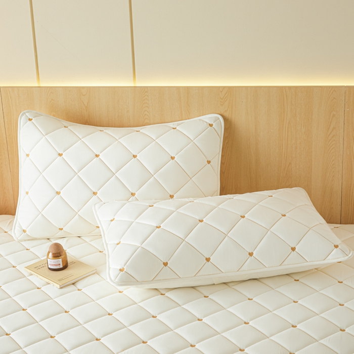 91家纺网 家纺一手货源 找家纺 芬晴家纺 2025新款防水枕套-繁星-爱心-简爱-空间 简爱-米白