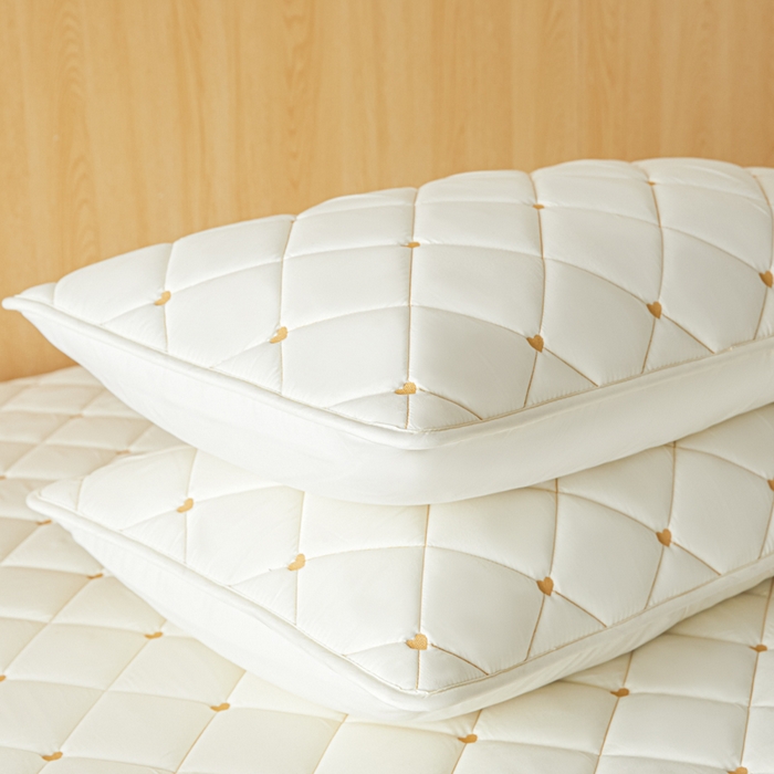 91家纺网 家纺一手货源 找家纺 芬晴家纺 2025新款防水枕套-繁星-爱心-简爱-空间 简爱-米白