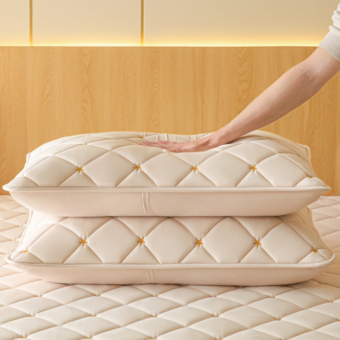 91家纺网 家纺一手货源 找家纺 芬晴家纺 2025新款防水枕套-繁星-爱心-简爱-空间 空间-卡其