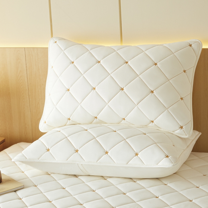 91家纺网 家纺一手货源 找家纺 芬晴家纺 2025新款防水枕套-繁星-爱心-简爱-空间 空间-米白