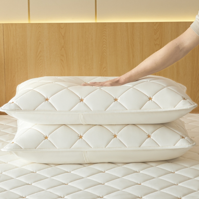 91家纺网 家纺一手货源 找家纺 芬晴家纺 2025新款防水枕套-繁星-爱心-简爱-空间 空间-米白