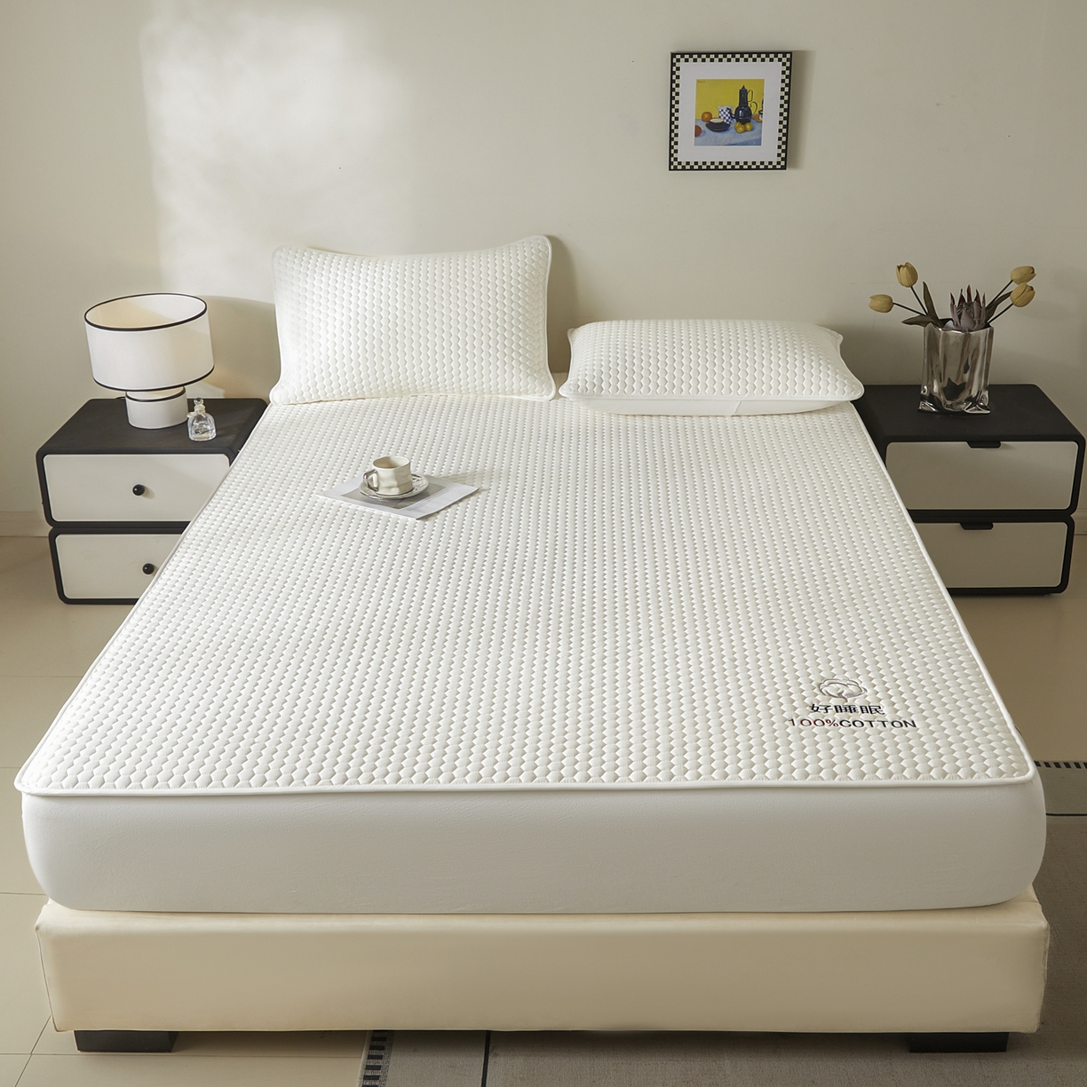 91家纺网 家纺一手货源 找家纺 （总）芬晴家纺 2025新款A类好睡眠全棉夹棉系列床笠