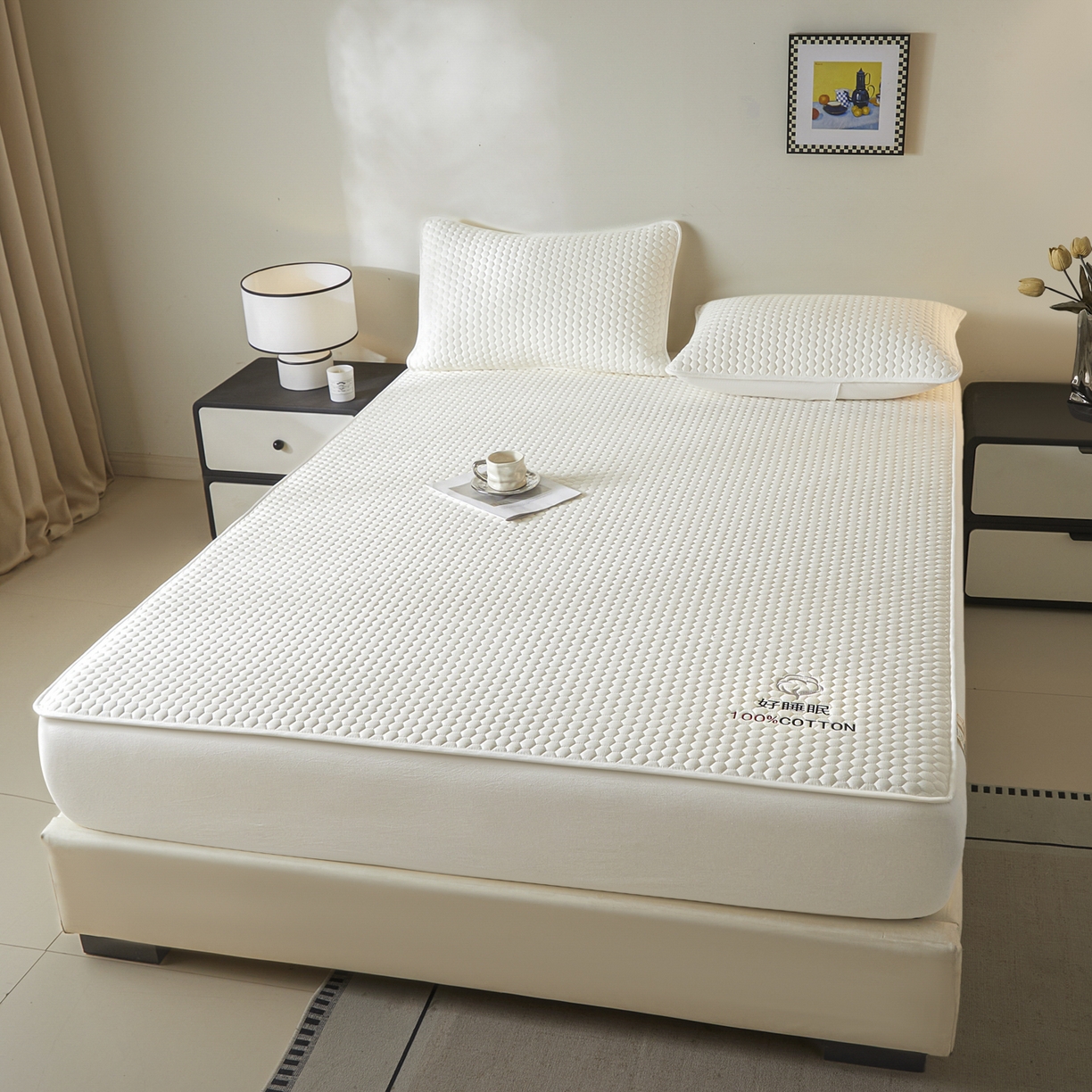 91家纺网 家纺一手货源 找家纺 （总）芬晴家纺 2025新款A类好睡眠全棉夹棉系列床笠